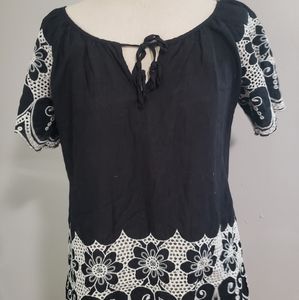 Black and white Chenault blouse, small